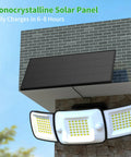 Beefy 1200 Lumen Solar Flood Light Outdoor Waterproof With Dual Motion Sensor mounted on brick wall