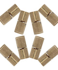 Vintage Style Concealed Brass Hinges Set Of 8 For Jewelry Boxes And Wooden Cabinets, shown in a circle pattern.
