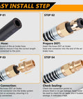 Installation steps for Air Brake Fittings Kit Beefed-Up Brass DOT 3/8 Inch Hose To 3/8 Inch Male End Connector With Spring Guard