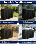 Custom Fit Griddle Cover For Blackstone 28 Inch Griddle Cooking Station With Hood Waterproof Oxford Grill Cover For 1883 1924 And More All Weather Tough Tailored Shield Keeps Grill Clean And Dry shown with seasonal protection features.