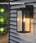 16 Inch Outdoor Wall Lantern Dusk To Dawn Sconce Waterproof Exterior Lighting Anti Rust Matte Black Porch Lamp in rain