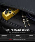 Golden Horse Overdrive Tone Pedal for Electric Guitar with True Bypass Two Voice Modes in a gig bag with cables displayed.