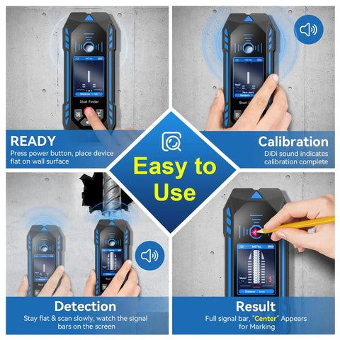 Straight Shooter Rechargeable Stud Finder And Wall Scanner With Adjustable Sensitivity Detects Wood Studs Metal Pipes And Live Ac Wires With Deep Precision For Boss Level Home Projects
