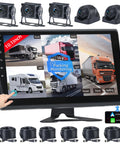 Wired RV Camera System With 5 1080P Waterproof Backup Cameras 360 Degree View On Screen DVR Bluetooth CarPlay Android Auto 10.1 Inch HD Touch Screen