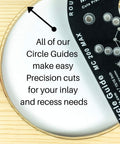 Circle Cutting Router Jig With Pro Grade Precision For Making Perfect Circles From Two And A Quarter Inches To Eighteen And One Sixteenth Inches In One Sixteenth Inch Increments 256 Circle Sizes Industrial Grade Polycarbonate Lifetime Guarantee on wood surface