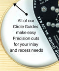 280 Pro Router Circle Cutting Jig for Compact Plunge Base Routers showing precision inlay cut on wood surface