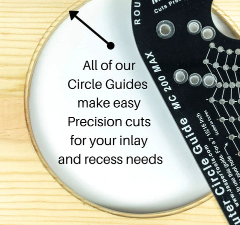 280 Pro Router Circle Cutting Jig for Compact Plunge Base Routers showing precision inlay cut on wood surface