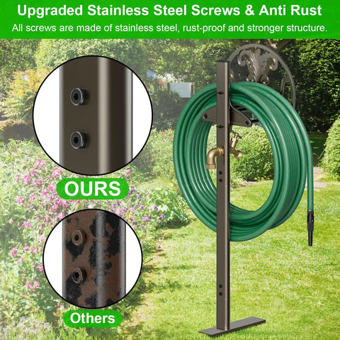 Heavy Duty Garden Hose Stand With Brass Faucet Detachable Hose Holder Freestanding Metal Reel for outdoor yard