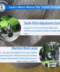 Close-up of Heavy Duty Fully Automatic Circular Saw Blade Grinder controls and lamp for precise tooth sharpening.