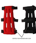 8 Inch Archery Arm Guard with Ventilated Design and 3 Strap Buckles for Quick Secure Fit Durable One Size Fits All Black and Red