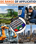 Heavy Duty 600 Pc Zerk Fittings Kit With Complete Sae Metric 1/4 And 1/8 Inch Set Plus Dust Caps And Wrenches For All Your Daily Machine Greasing Needs used on farm, vehicle, industry, and construction