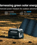 Portable Power Station 2048Wh LiFePO4 Battery Solar Generator With 2400W Continuous Output and solar panel outdoors