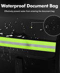 Water droplets on Extra Large Fireproof Document Bag Waterproof Safe Storage For Cash Jewelry Photos And Valuables 15x12x12in With Reflective Strip