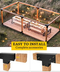 Beefy Pergola Bracket Kit 2 Pack 3 Way T Shaped Wood Brackets For Six By Six Lumber used in outdoor pergola setup
