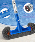 All In One Pool Cleaning Kit With 12.5 Inch Brush Head Ultra Fine Mesh Skimmer Net And 76.5 Inch Aluminum Pole near pool