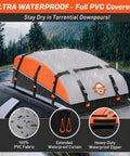 Rooftop Cargo Carrier Bag 21 Cubic 1000D PVC Waterproof Soft Shell for cars in rain with reinforced straps and anti-slip mat