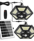 Dual Head Solar Pendant Lights With Motion Sensor For Outdoor And Indoor Use, 180 LED Bright Solar Shed Lighting With Remote, IP65 Waterproof