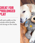 Dog resting with Wild Knots Bear Dog Toy With Internal Knotted Rope Skeleton Durable Plush Chew Toy For Medium To Large Dogs