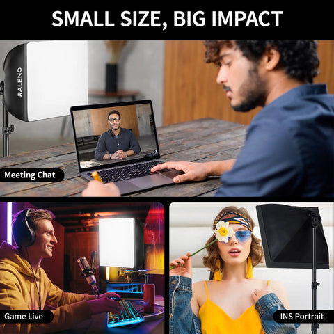 Compact 16x16 Softbox Lighting Kit With LED Bulb for TikTok and Video, 50W 5500K Daylight in use for video calls and live streaming.