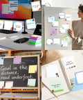 18 Pack Dog Themed Sticky Notes With Lines, 35 Sheets Each, 630 Total Sheets, Bulk Note Pads displayed on desk and board