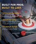 Person demonstrating Tile Drilling Template And Guide With Four Interlocking Rings For Precise Tile Holes on a tile with a drill.