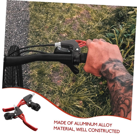 3 Pair Aluminum Alloy Bike Brake Levers Set Red For Mountain And Road Bikes in use on a bike handlebar