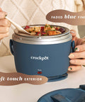 Person using Portable 20-Ounce Electric Food Warmer Personal Lunch Box Keeps Food Spill-Free And Warm Ideal For Travel Work School Car