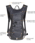 Front view of lightweight gray Hydration Pack Backpack With 70 Oz Water Bladder For Running Hiking Cycling Climbing Camping And Biking featuring adjustable straps and storage compartments.
