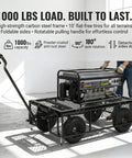 Heavy Duty 1000 Lbs Capacity Mesh Steel Garden Cart Pullable Wagon On Wheels Folding Utility Wagon With Removable Sides For Outdoor Yard Lawn Black Finish supporting generator