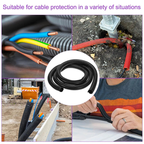 Slick Ten Foot Black Split Wire Loom Tubing Packing A Bendy One And A Half Inch Covering to corral wires in various applications.