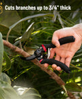 8 Inch Pruning Shears For Garden Use With Titanium Blade, cutting branch, ergonomic non slip handles, precision sharp blades