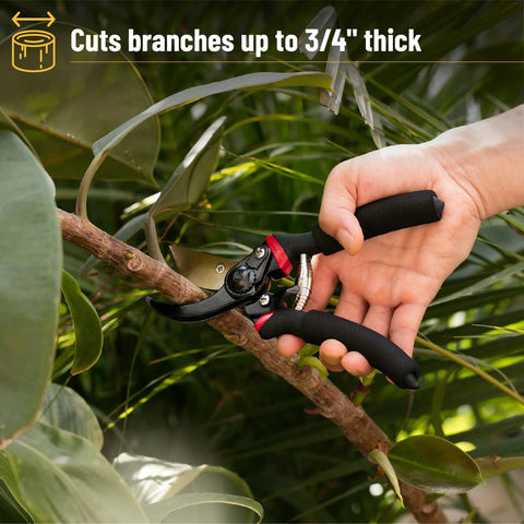 8 Inch Pruning Shears For Garden Use With Titanium Blade, cutting branch, ergonomic non slip handles, precision sharp blades