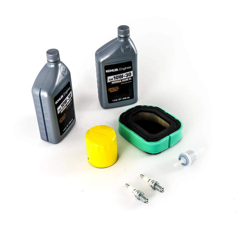 Maintenance Kit For Courage Twin Series SV710 Through SV840 Riding Lawn Mowers Including Air Filter Foam Pre Cleaner Oil Filter Two Quarts 10W 30 Oil Fuel Filter Spark Plugs Two Pack And All In One Replacement Parts