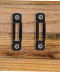 50 Pack Tough As Nails Manganese Steel Furniture Connectors Lock Down Cabinets And Wardrobes With Invisible Hardware Zero Wiggle Room Super Tight Assembly Heavy Duty Desk Brackets In Matte Black mounted on wood.