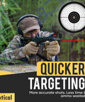 Shooter using Laser Bore Sight For Rifle With Six Batteries Included, Red 635nm Class IIIa Laser, 5mW Output.