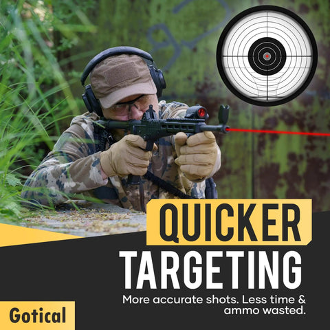 Shooter using Laser Bore Sight For Rifle With Six Batteries Included, Red 635nm Class IIIa Laser, 5mW Output.