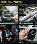 Cooling fan failure signs including overheating vehicle, blown fuse, and poor A/C performance. Essential diagnostics for cooling issues.