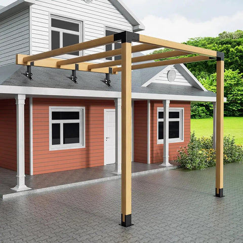 Installed Weatherproof Adjustable Roof Riser Bracket For Balcony And Patio Pergola Mounts Built Tough Heavy Duty Metal Beam