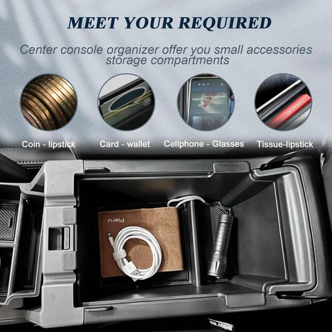 Two Pack Center Console Organizer For Subaru Crosstrek And Impreza 2023 To 2026 Custom Fit Double Layer Tray with accessories