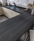 Peel And Stick Wood Grain Wallpaper For Countertops And Cabinets Waterproof Self Adhesive Contact Paper Black Modern Kitchen Backdrop Durable 24x394 Inch Roll Covers 65.6 Sq Ft Easy Install Budget Friendly For Furniture And Walls on kitchen countertop