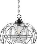 Rustic Outdoor Pendant Light 1 Light, 15 Inch Height, 18 Inch Diameter, Blackened Oil Rubbed Bronze Finish, UL Wet Rated, Weatherproof
