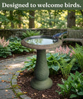Outdoor garden with Pedestal Bird Bath With Solar Fountain For Outdoor Garden Decor Resin Stone Composite Standing Bird Bath