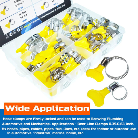 Stainless Steel Hose Clamp Assortment Kit, 48 Pieces, Adjustable 8-29mm Worm Gear Clamps For Plumbing, Automotive And Mechanical Projects