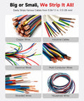 Electric Wire Stripper Machine No-Fuss 7 Channel And 7 Blades For 0.06-1.1 In Wires, various wire types shown