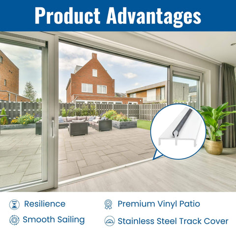 Premium Vinyl Sliding Door Track With Stainless Steel Cover For A Slick Glide On Patio, 72 Inch Length Installation View