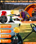 Portable Propane Heater For Outdoor Use With Foldable Base And Cart Cup Holder 2 In 1 Patio Heater heats up to 200 sq ft
