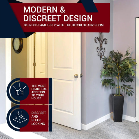 Knockout Heavy Duty Door Bumper Keeps Walls Looking Sharp Satin Stainless Steel Rubber Wall Mount Stopper in modern room interior.