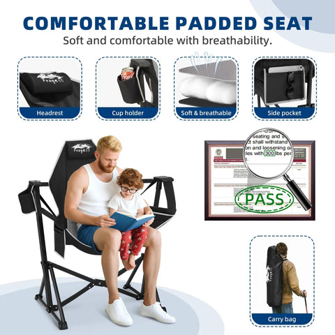 Ultra Comfy Portable Hammock Camping Chair with adjustable backrest, padded armrests and headrest, cup holder, side pocket