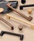 Built Tough Solid White Oak Wood Drawer Knobs For Kitchen Cabinets And Bedroom Dressers Featuring A Modern Single Hole Mount displayed with various styles.
