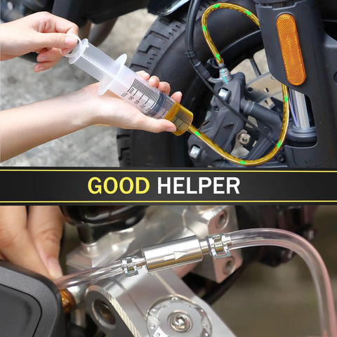 Two Pack Brake Bleeder Kit With One Way Check Valve Hydraulic Disc Clutch Bleeding Kit 100ml Syringe And 50cm Hose in use